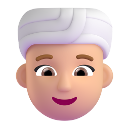 woman wearing turban: medium-light skin tone β Fluent 3D