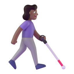 woman with white cane facing right: medium-dark skin tone β Fluent 3D